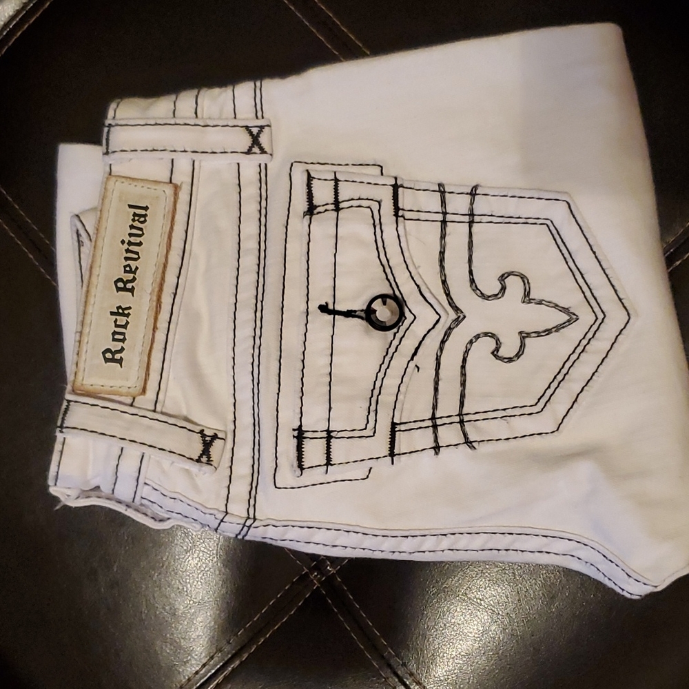 Rock Revival Woman's Jeans White with Black Stiching